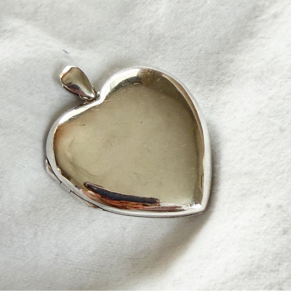 Large 2” Sterling Silver Heart Locket Pendant - Marked 925